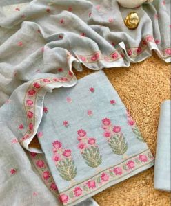 3 Piece Handloom Ladies Linen Suit