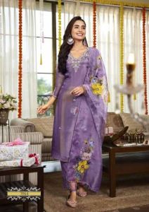 Designer Hand Work Shimmer Silk Suit