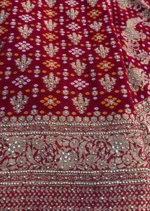 Red Banarsi Weaving Embroidered Georgette Suit