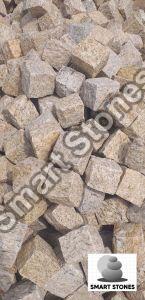 Yellow Hand Cut Cobbles Stone