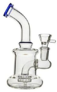 Glass Dab Rig with Blue- Rim Mouthpiece