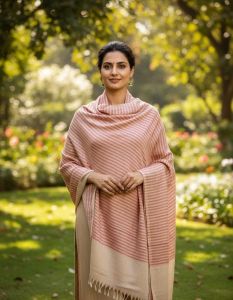 Ladies Zari Lined Fine Wool Reversible Stole