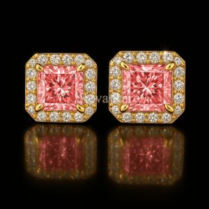 Pink Lab-Grown Diamond Earrings Manufacturer in Surat, India