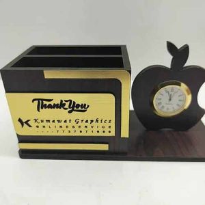 Black Apple Table Top Wooden Card Holder