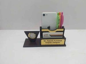 Wooden Pen Card Holder