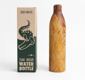 1000ml Round Neck Wooden Insulated Copper Water Bottle