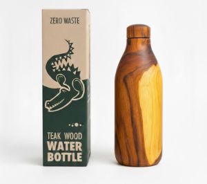 500ml Round Neck Wooden Insulated Copper Water Bottle