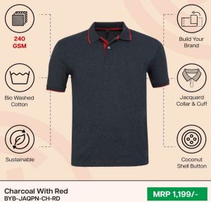 Mens Dark Grey Polo Neck T Shirt