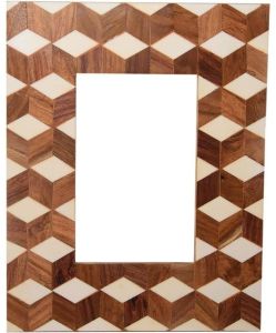 Wood Spiral Carved Photo Frame Rustic Picture Frame Decorative Tabletop Display Home Office Desk