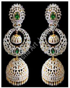 AD Jhumki Color Stone Earrings