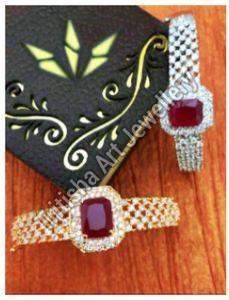 Silver Golden American Diamond Bracelet