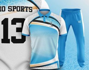 Mens White and Blue Sportswear T-shirt And Bottom Set