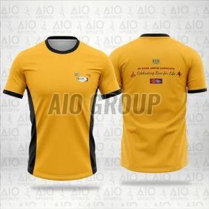 Mens Polyester Yellow Sports T Shirt