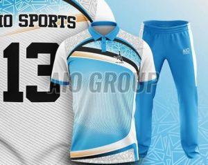 Mens White and Blue Sportswear T-Shirt And Bottom Set