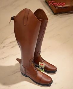 Brown Leather Horse Riding Long Boots