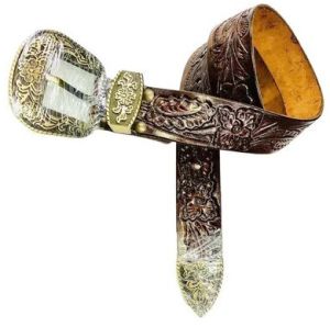 Mens Western Leather Tooling Belt