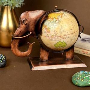 Metal Elephant Globe Showpiece