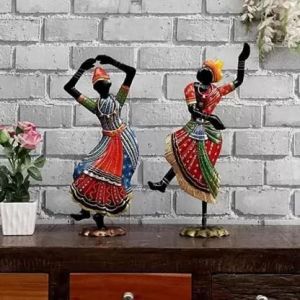 Metal Bharatnatyam Dancing Couple Showpiece