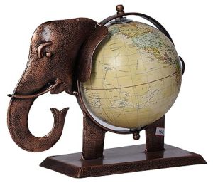 Metal Elephant Globe Showpiece