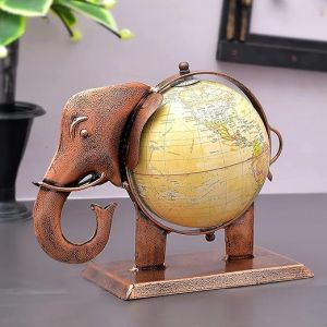 Metal Elephant Globe Showpiece