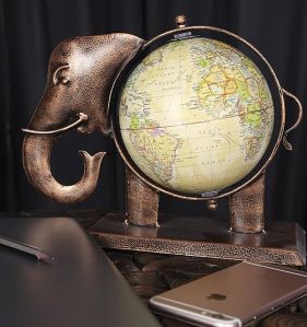 Metal Elephant Globe Showpiece