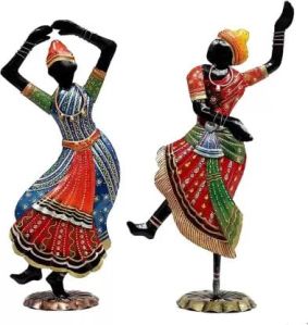 Metal Bharatnatyam Dancing Couple Showpiece