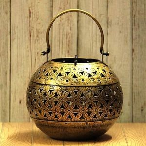 Metal Golden Lota Candle Holder