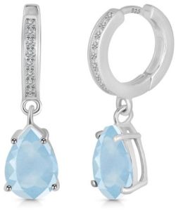 Aquamarine And White Topaz Gemstone Earring