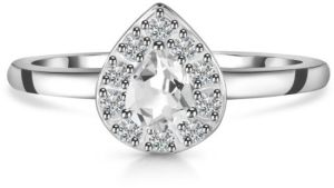 Ladies 925 Sterling Silver White Topaz Ring