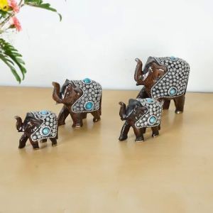 Meenakari Elephant Statue Showpiece