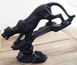 Polyresin Black Cheetah Statue Showpiece