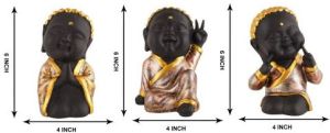 Set Of 3 Baby Monk Statue