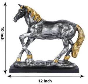 Silver and Golden Polyresin Horse Statue