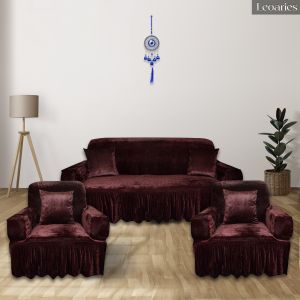 Leoaries Velvet Cherry Red Sofa Cover