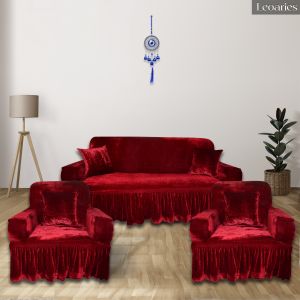 Leoaries Velvet Dark Red Sofa Cover