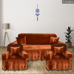 Leoaries Velvet Orange Sofa Cover