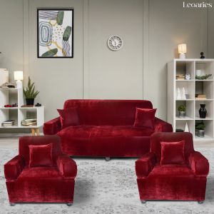 Leoaries Velvet Maroon Sofa Cover