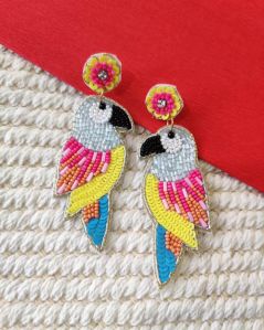 Colourful Beaded Bird Earrings