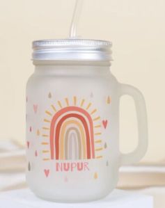 Customizable Frosted Jar With Straw