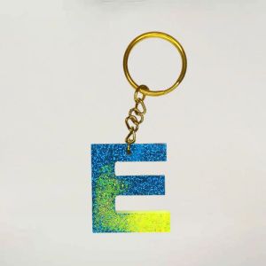 Colorful Resin Keychain with E Initials for Woman