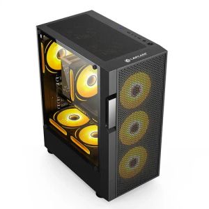 Black Champ Gaming Computer Case With 4 RGB Fans (LGT-602)