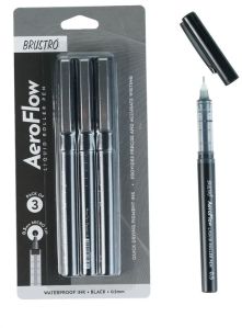 Aeroflow Liquid Ink Rollerball Pens Black