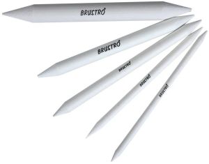 set of 5 white both end pointed blending stump