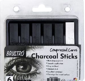 Compressed Carre Charcoal Sticks - Set Of 6 (5 Black & 1 White Stick)