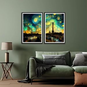 Beautiful City Abstract Premium Set Of 2 Wall Frames