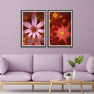 Beautiful Colorful Flower Set 2 Wall Frames