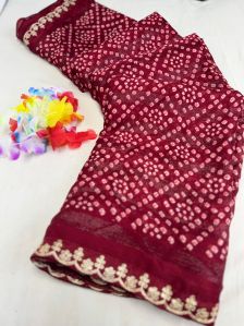 Rimzim Embroidered Chiffon Saree with Coding Border