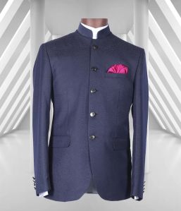 Dark Blue Coloured Jodhpuri 2/PC Mens Suit