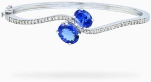 Blue Oval Shaped Tanzanite Women Bangle