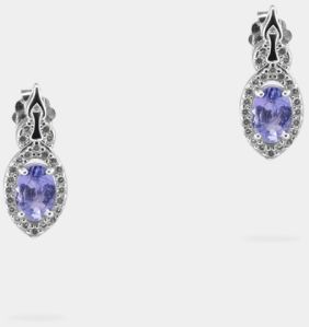 Light Violet Oval Shaped 1.58 Carats Women Tanzanite Earrings